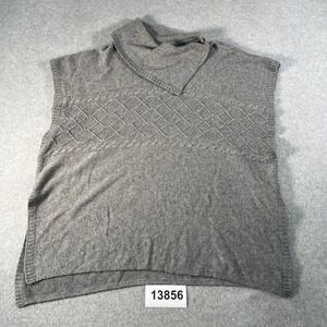 Bianca B Cape Sweater Women L/XL Heather Gray Wool Soft Knit Sleeveless Winter
